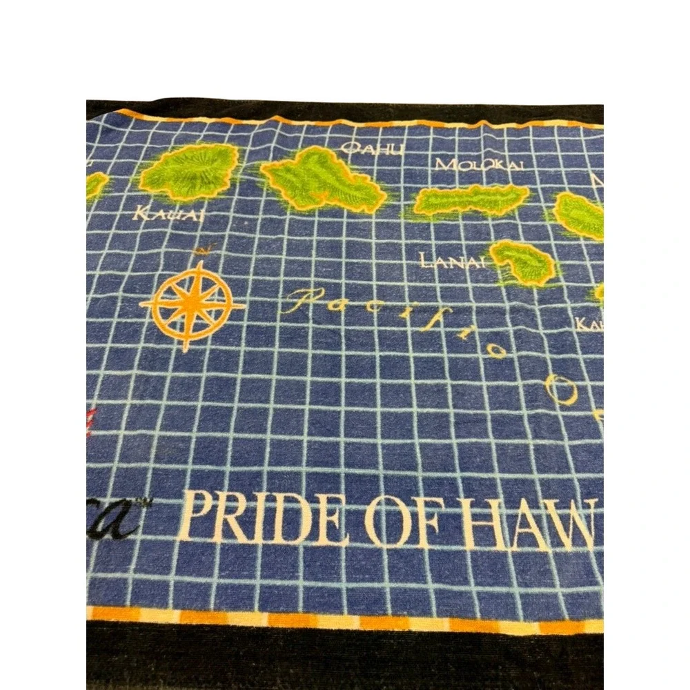 2 NCL America Pride‎ of Hawaii Beach Towel Map Hawaiian Islands Blue 53x28